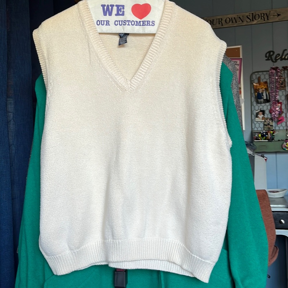 Lands’ End women’s beige sweater vest, size 18/20